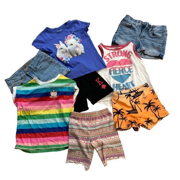 Girls Summer Clothing Bundle‎ Size 4-7 Multicolor 8-Piece Set Unicorn Rainbow - Picture 1 of 10